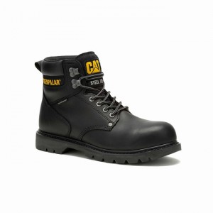 Botas Impermeáveis Caterpillar Second Shift Steel Toe Masculino Pretas | 724MREGNJ