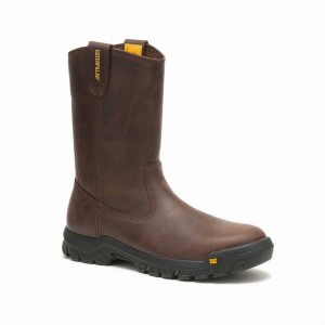 Botas de Trabalho Caterpillar Drawbar Pull-On Masculino Marrom | 436HKNXEP