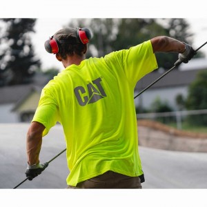 Camiseta Caterpillar Hi-Vis Trademark Pocket Masculino Verdes | 461AVMUIH