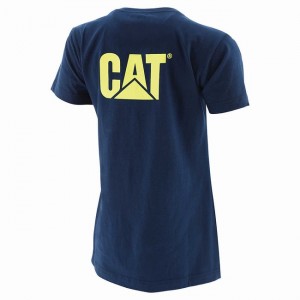 Camiseta Caterpillar Trademark Feminino Azuis | 185JSWIHR