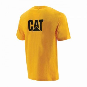 Camiseta Caterpillar Trademark Masculino Amarelas | 684RWOYIX