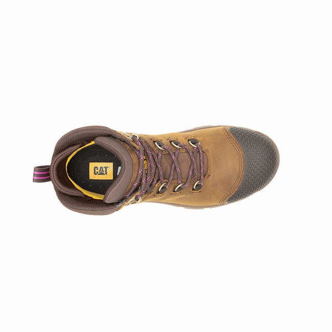 Botas Impermeáveis Caterpillar Accomplice X Steel Toe Feminino Marrom | 160SKJUIC