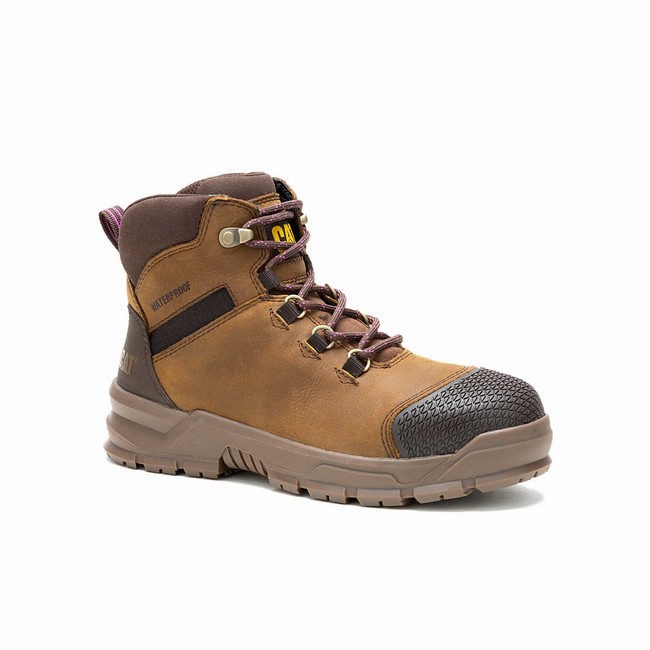 Botas Impermeáveis Caterpillar Accomplice X Steel Toe Feminino Marrom | 160SKJUIC