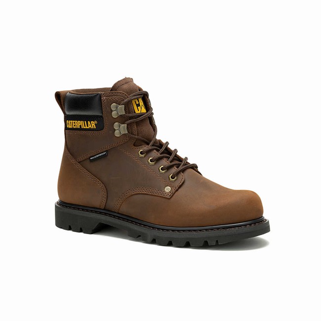 Botas Impermeáveis Caterpillar Second Shift Masculino Marrom | 614ROCQNP