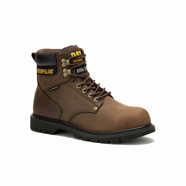 Botas Impermeáveis Caterpillar Second Shift Steel Toe Masculino Marrom | 603VPFZMT