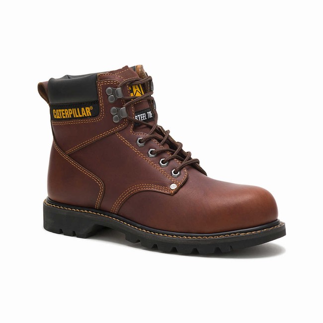 Botas de Trabalho Caterpillar Second Shift Steel Toe Masculino Bordeaux | 497MLQJDR