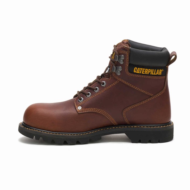 Botas de Trabalho Caterpillar Second Shift Steel Toe Masculino Bordeaux | 497MLQJDR