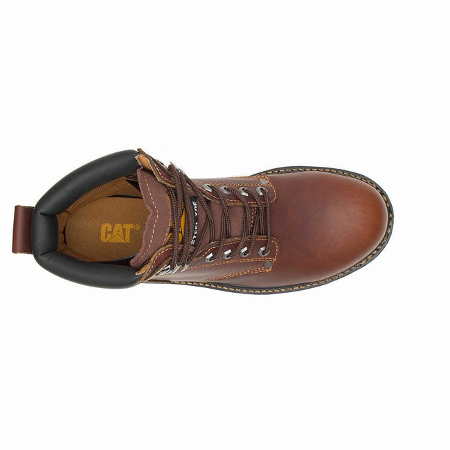 Botas de Trabalho Caterpillar Second Shift Steel Toe Masculino Bordeaux | 497MLQJDR