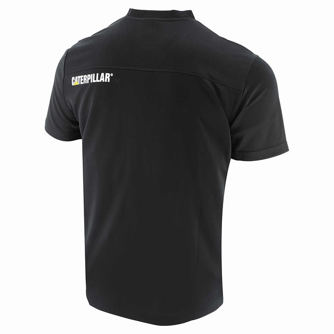 Camiseta Caterpillar Coolmax Sleeve Masculino Pretas | 124JOALQZ