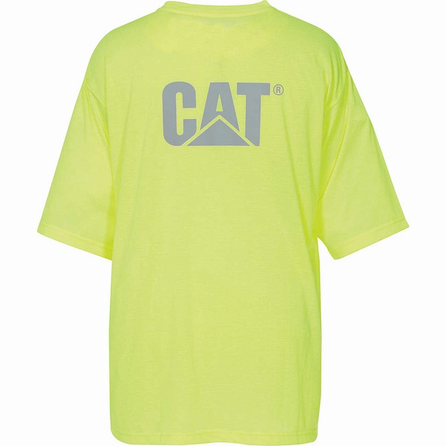 Camiseta Caterpillar Hi-Vis Trademark Pocket Masculino Verdes | 461AVMUIH