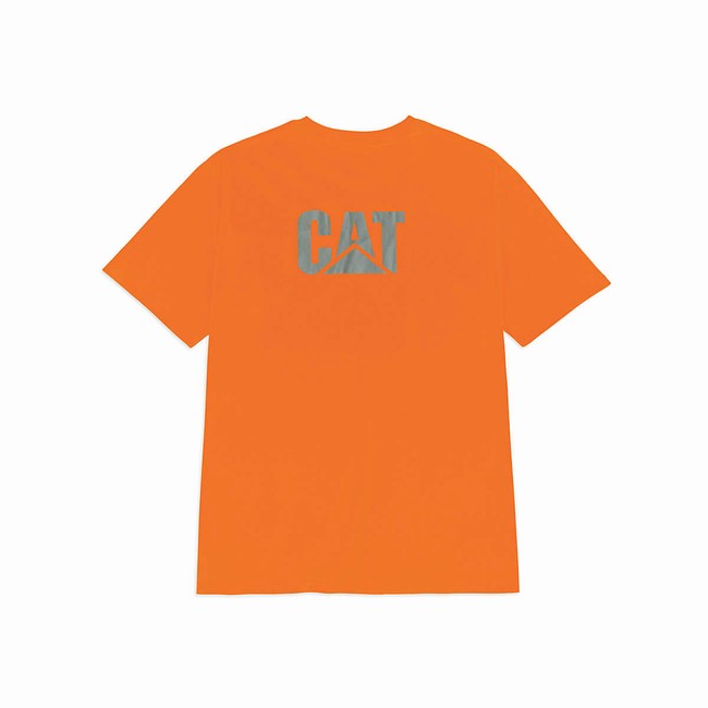 Camiseta Caterpillar Hi-Vis Trademark Pocket Masculino Laranja | 576JEMNGT