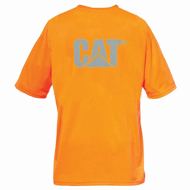 Camiseta Caterpillar Hi-Vis Trademark Pocket Masculino Laranja | 576JEMNGT