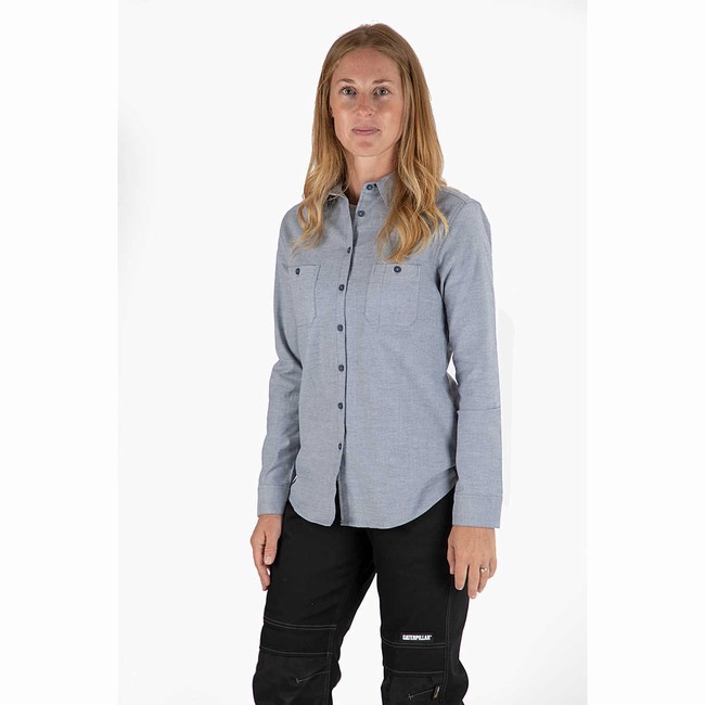 Camiseta Caterpillar Oxford Long Sleeve Feminino Cinzentas | 973MSINTY