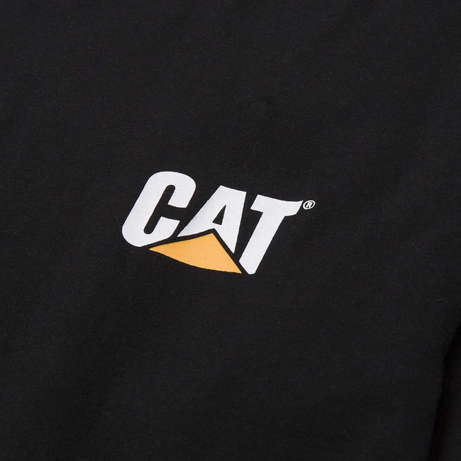 Camiseta Caterpillar Trademark Banner Long Sleeve Masculino Pretas | 874EZRCTS