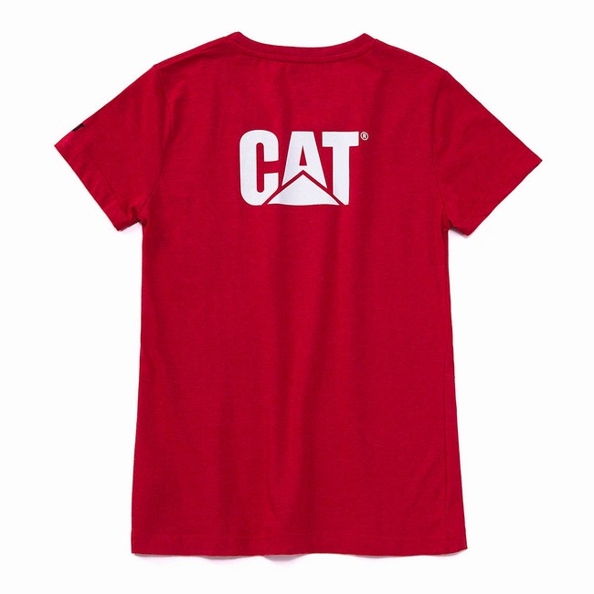 Camiseta Caterpillar Trademark Feminino Vermelhas | 761MACXSB