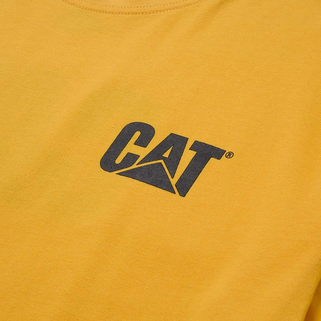 Camiseta Caterpillar Trademark Masculino Amarelas | 684RWOYIX