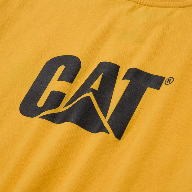 Camiseta Caterpillar Trademark Masculino Amarelas | 684RWOYIX