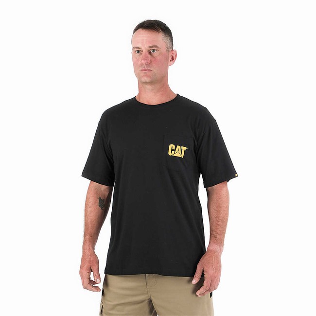 Camiseta Caterpillar Trademark Pocket Masculino Pretas | 935IHPJYL