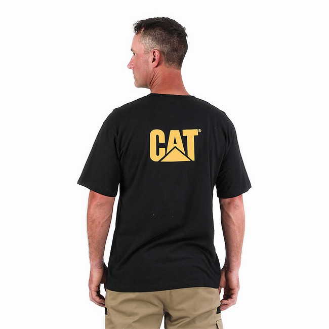 Camiseta Caterpillar Trademark Pocket Masculino Pretas | 935IHPJYL