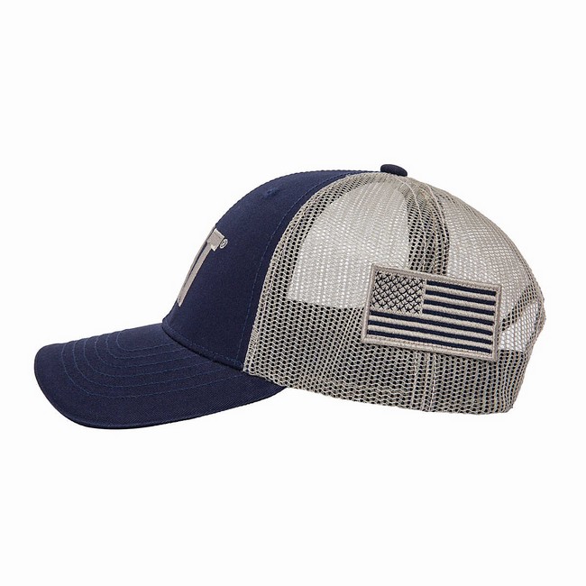 Chapeus Caterpillar Logo Flag Feminino Azuis | 781MOEJVC