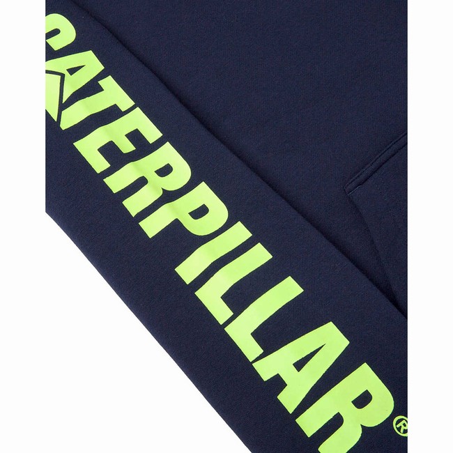 Moletom com Capuz Caterpillar Trademark Banner Pull Over Feminino Azul Marinho | 736YRJALZ