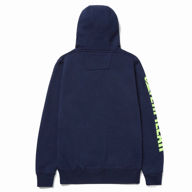 Moletom com Capuz Caterpillar Trademark Banner Pull Over Feminino Azul Marinho | 736YRJALZ