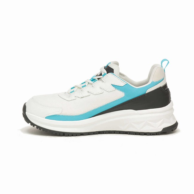 Sapatos de Trabalho Caterpillar Streamline Runner Carbon Composite Toe Feminino Branco Azuis | 386YVOJIM