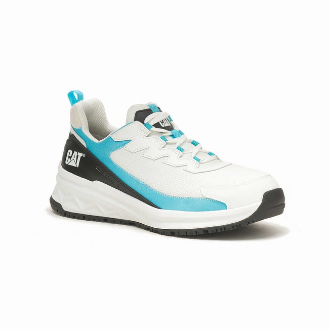 Sapatos de Trabalho Caterpillar Streamline Runner Carbon Composite Toe Feminino Branco Azuis | 386YVOJIM