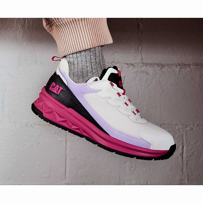 Sapatos de Trabalho Caterpillar Streamline Runner Carbon Composite Toe Feminino Branco Rosa | 063SWJYXP